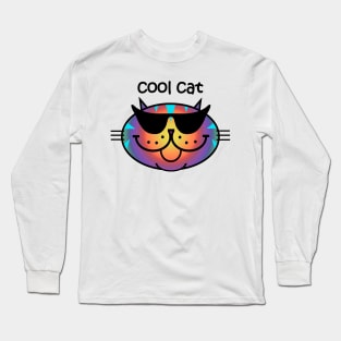 Cool Cat 2 - Dark Rainbow Long Sleeve T-Shirt